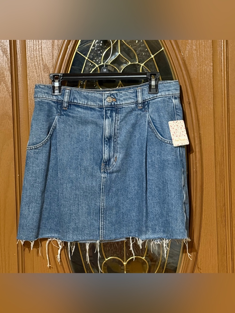 Free People Medium Distressed Blue Denim Mini Skirt - NWT Size M
